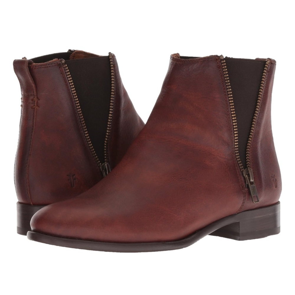 Frye Carly Chelsea zip boots in cognac